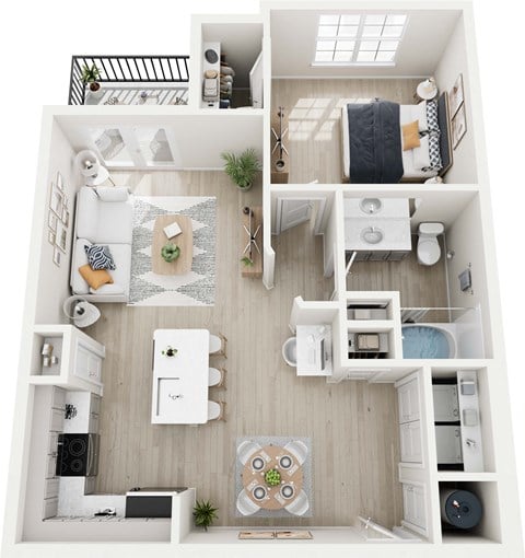 Floor plan for 1 bed, 1 bath, 776 sqft